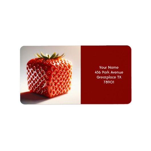 Fantasy Niedlich Square Red Strawberry Adressaufkleber (Vorne)
