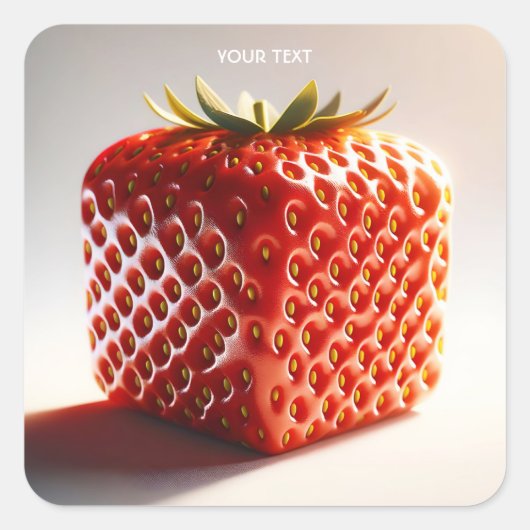 Fantasy Niedlich Square Red Strawberry Quadratischer Aufkleber (Vorderseite)