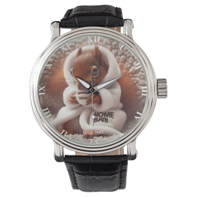 Fantasy Niedlich Squirrel Coffee Cup Armbanduhr (Vorderseite)