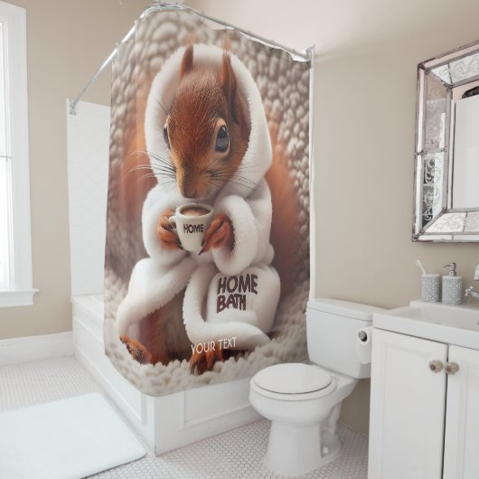 Fantasy Niedlich Squirrel Coffee Cup Duschvorhang (Beispiel)