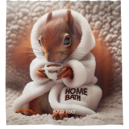 Fantasy Niedlich Squirrel Coffee Cup Duschvorhang (Vorderseite)