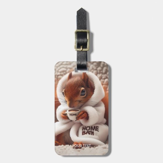 Fantasy Niedlich Squirrel Coffee Cup Gepäckanhänger (Vorderseite vertikal)