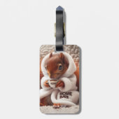 Fantasy Niedlich Squirrel Coffee Cup Gepäckanhänger (Rückseite vertikal)