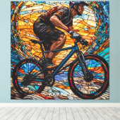 Fantasy Niedlich Stached Glass Bicycle Rider Leinwanddruck (Insitu (Holzboden))