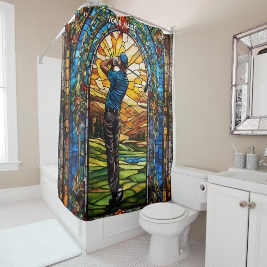 Fantasy Niedlich Stached Glass Golf Duschvorhang (Beispiel)