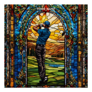 Fantasy Niedlich Stached Glass Golf Poster