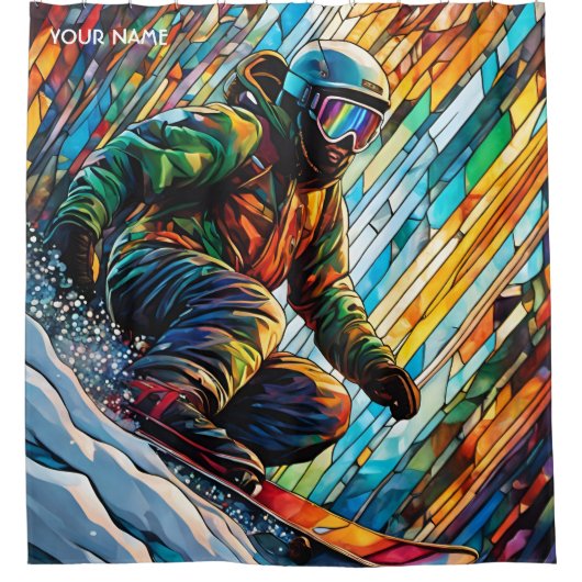 Fantasy Niedlich Stached Glass Snowboard Duschvorhang (Vorderseite)