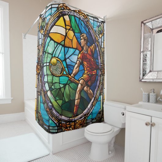 Fantasy Niedlich Stached Glass Tennis Duschvorhang (Beispiel)