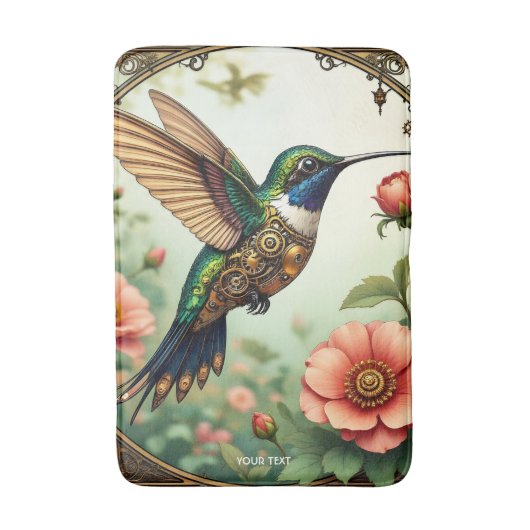 Fantasy Niedlich Steampunk Bird Blume Badematte (Vorderseite Vertikal)