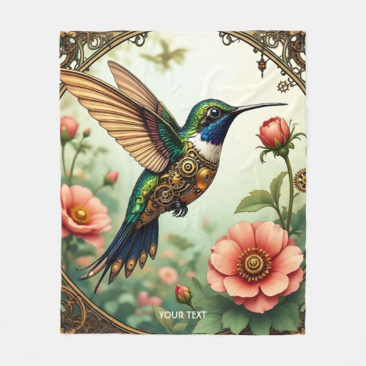 Fantasy Niedlich Steampunk Bird Blume Fleecedecke (Vorderseite)