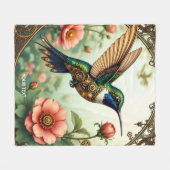 Fantasy Niedlich Steampunk Bird Blume Fleecedecke (Vorderseite (Horizontal))