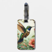 Fantasy Niedlich Steampunk Bird Blume Gepäckanhänger (Rückseite vertikal)