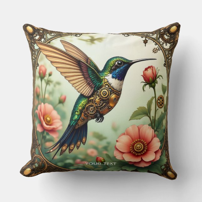 Fantasy Niedlich Steampunk Bird Blume Kissen (Vorderseite)