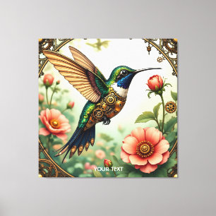 Fantasy Niedlich Steampunk Bird Blume Leinwanddruck