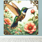 Fantasy Niedlich Steampunk Bird Blume Leinwanddruck (Insitu (Holzboden))