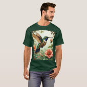 Fantasy Niedlich Steampunk Bird Blume T-Shirt (Vorne ganz)