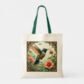 Fantasy Niedlich Steampunk Bird Blume Tragetasche (Rückseite)