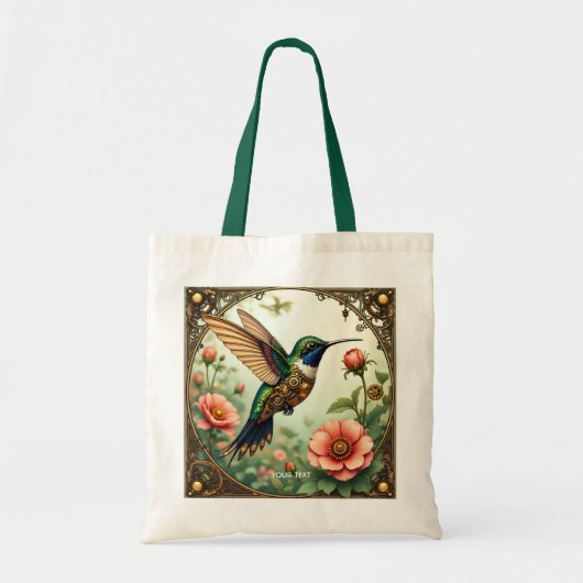 Fantasy Niedlich Steampunk Bird Blume Tragetasche (Vorne)