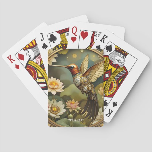 Fantasy Niedlich Steampunk Bird Clock Spielkarten (Rückseite)