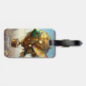 Fantasy Niedlich Steampunk Bird Sky Gepäckanhänger (Rückseite horizontal)