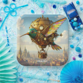 Fantasy Niedlich Steampunk Bird Sky Pappteller (Party)