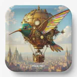 Fantasy Niedlich Steampunk Bird Sky Pappteller