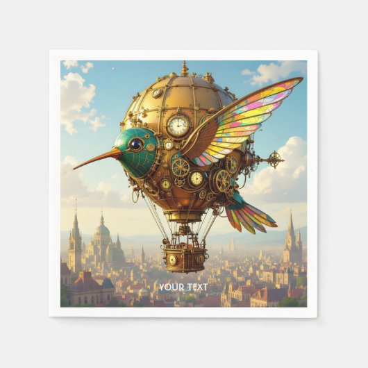 Fantasy Niedlich Steampunk Bird Sky Serviette (Vorderseite)