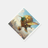 Fantasy Niedlich Steampunk Bird Sky Serviette (Ecke)