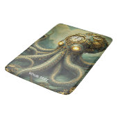Fantasy Niedlich Steampunk Clock Kraken Badematte (Schrägansicht)