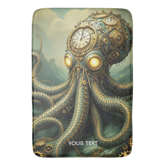 Fantasy Niedlich Steampunk Clock Kraken Badematte (Vorderseite Vertikal)