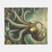 Fantasy Niedlich Steampunk Clock Kraken Fleecedecke (Vorderseite (Horizontal))