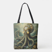 Fantasy Niedlich Steampunk Clock Kraken Tasche (Rückseite)