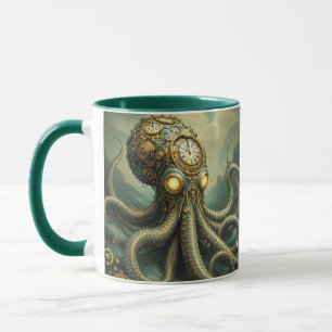 Fantasy Niedlich Steampunk Clock Kraken Tasse