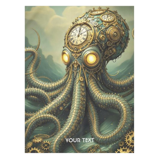 Fantasy Niedlich Steampunk Clock Kraken Tischdecke (Vorderseite)