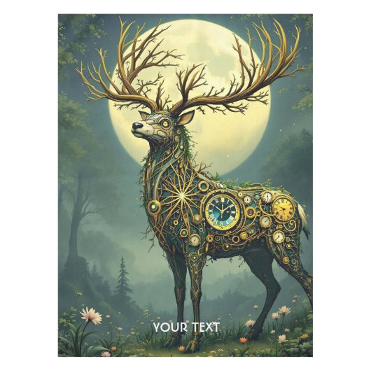 Fantasy Niedlich Steampunk Deer Forest Tischdecke (Vorderseite)