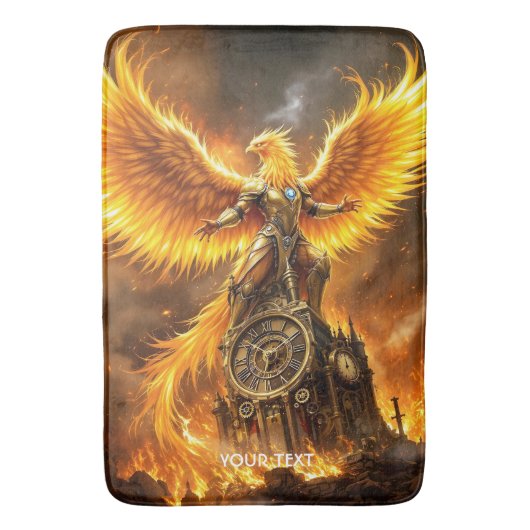 Fantasy Niedlich Steampunk Flames Phoenix Badematte (Vorderseite Vertikal)