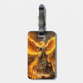 Fantasy Niedlich Steampunk Flames Phoenix Gepäckanhänger (Rückseite vertikal)