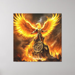Fantasy Niedlich Steampunk Flames Phoenix Leinwanddruck