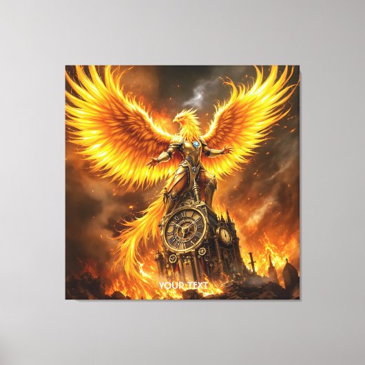 Fantasy Niedlich Steampunk Flames Phoenix Leinwanddruck (Vorderseite)