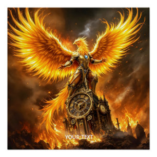 Fantasy Niedlich Steampunk Flames Phoenix Poster