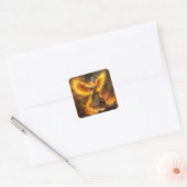 Fantasy Niedlich Steampunk Flames Phoenix Quadratischer Aufkleber (Umschlag)