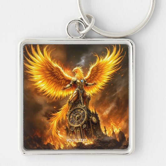 Fantasy Niedlich Steampunk Flames Phoenix Schlüsselanhänger (Vorne)
