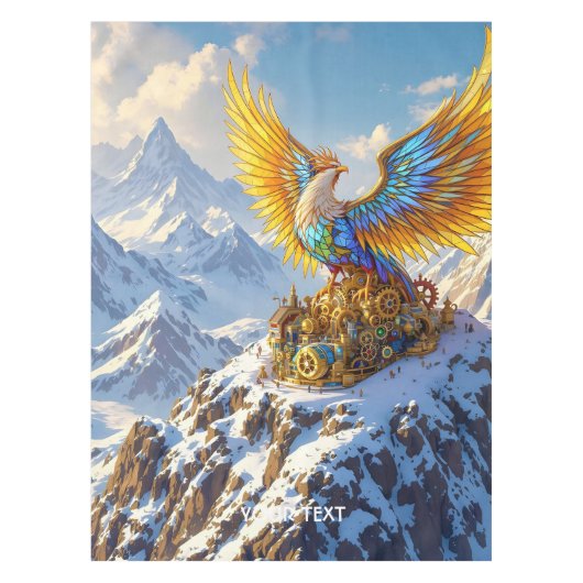 Fantasy Niedlich Steampunk Mountains Phoenix Tischdecke (Vorderseite)