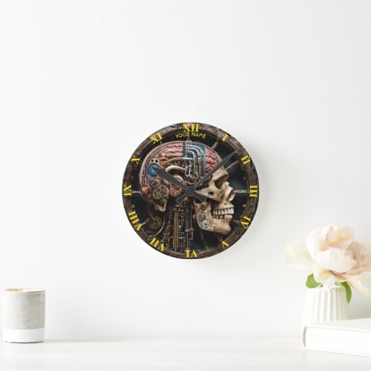 Fantasy Niedlich Steampunk Open Brain Runde Wanduhr (Zuhause)