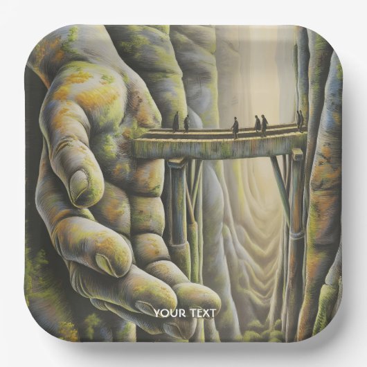 Fantasy Niedlich Stone Hand Bridge Pappteller (Vorderseite)