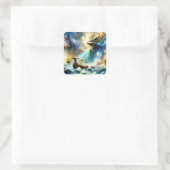 Fantasy Niedlich Storm Sea Ship Quadratischer Aufkleber (Tasche)