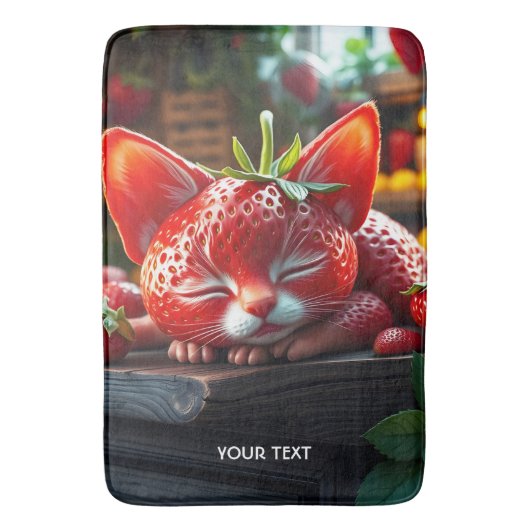 Fantasy Niedlich Strawberry Lovely Kitten Badematte (Vorderseite Vertikal)