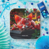 Fantasy Niedlich Strawberry Lovely Kitten Pappteller (Party)
