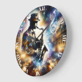 Fantasy Niedlich Street Musiker Saxophon Große Wanduhr (Winkel)