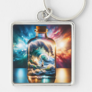Fantasy Niedlich Sturm in Flasche Schlüsselanhänger